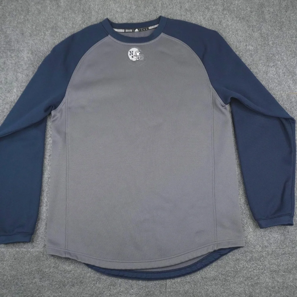 Adidas Pullover Mens Large Grey Navy Blue‎ Midshipmen Football Helmet Raglan L